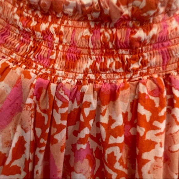 FREE PEOPLE FLORAL SWIRL SHORT SLEEVE BLOUSE W TIE! M - Picture 4 of 6